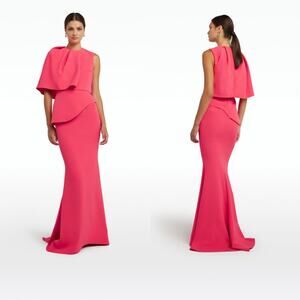 Safiyaa Alambra Grenada Long Dress Heavy Crepe NWT US 6 FR 38 Formal Maxi Gown